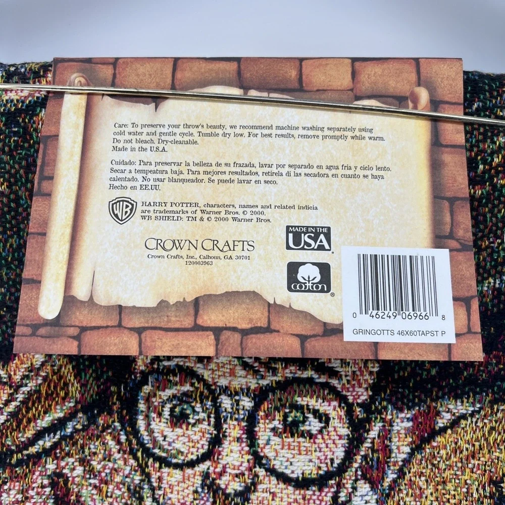 Rare Vintage 2000 Harry Potter Pre-Movie Gringotts Woven Tapestry Throw Blanket